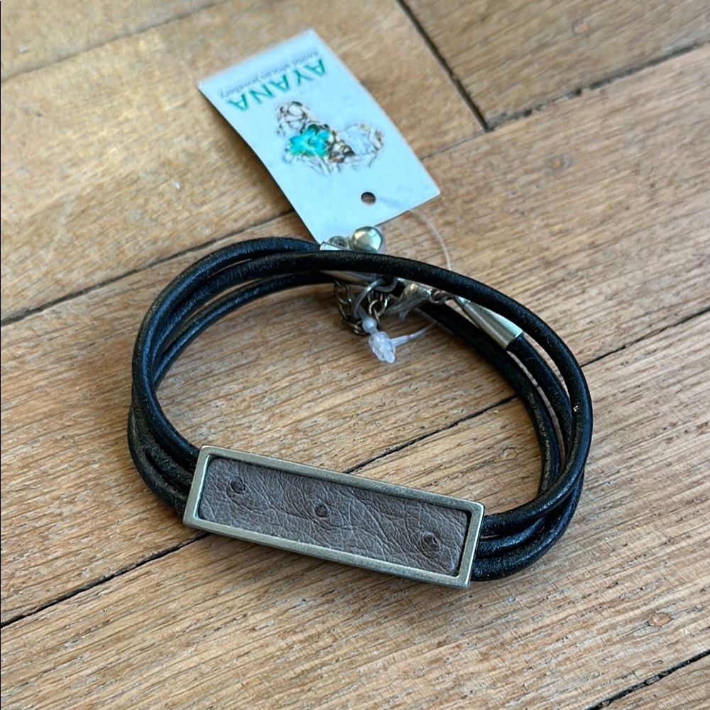 New artisan South African conservation ostrich leather three strap bracelet